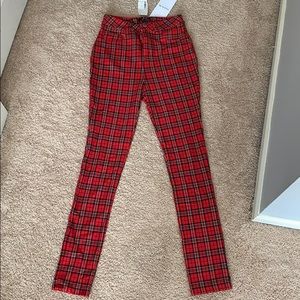 Plaid skinny high rise